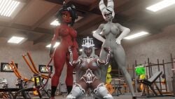 2futas 3d big_ass big_breasts big_penis carmilla_carmine demon demon_girl dominant femdom futa_on_female futanari handjob hazbin_hotel helluva_boss millie_(helluva_boss) sera_(hazbin_hotel) smooth_balls threesome