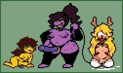 aged_up all_fours ambiguous_gender amputee anthro antlers ball_gag balls belly big_belly big_penis blindfold blonde_hair blush bodily_fluids bondage bound breasts brown_body brown_fur brown_hair clothed clothing collar cum cum_puddle deer deltarune digital_media_(artwork) dinosaur disability dominant dominant_female eager erection feet female female/female freckled_legs freckled_thighs freckles fur gag gagged genital_fluids genitals gold_(metal) group group_sex gynomorph hair horn huge_cock human imminent_pegging imminent_sex intersex intersex/female kneeling kris_(deltarune) kris_dreemurr leash legwear mammal messy_hair missing_arm moronicpixels navel nipple_piercing nipples noelle_holiday nude one_arm open_mouth overweight overweight_anthro overweight_female penis piercing pixel_(artwork) polycule ponytail precum prehistoric_species purple_body purple_strapon red_nose reptile restraints scalie sex simple_background size_difference slim small_penis smile smiling_at_another smiling_at_partner snout spiked_collar spikes standing stockings strapon submissive submissive_female submissive_intersex susie_(deltarune) thick_thighs thigh_highs threesome tongue trio undertale_(series) wavy_hair wide_hips xenias98 yellow_body yellow_eyes yellow_skin