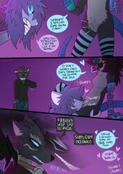 aisling_(mistyfur) angry anthro beer_bottle beverage beverage_bottle blue_body blue_eyes blue_nose blue_skin blue_tail blush blush_lines bottle circe_(pankallisti) clothing collar comic container cuckold cunnilingus daughter_(lore) dialogue english_text facial_markings father_(lore) father_and_child_(lore) father_and_daughter_(lore) female female/female fur grey_body grey_fur group hair head_markings hi_res incest_(lore) latin_text legwear magic_user malakai_(malakai) male mammal markings murid murine oral pankallisti parent_(lore) parent_and_child_(lore) parent_and_daughter_(lore) pink_body pink_nose pink_skin prosthetic prosthetic_arm prosthetic_limb purple_body purple_fur purple_hair rat rodent sex sibling_(lore) sister_(lore) sisters_(lore) sitting speech_bubble spilled_drink spilled_liquid summoning tail text thigh_highs trio vaginal_penetration