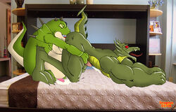 2008 anal anthro bed bedroom belly biceps big_belly big_muscles cum demon dragmon dragon dragon_ball dragon_ball_gt duo erection evil_dragon gay haze_shenron jackie_chan_adventures liang_xing_long male male_only muscular oral red_eyes rimming scalie sex shadow_dragon shendu tongue tongue_out yaoi