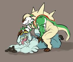 2boys anal anthro chesnaught drampa fur furry gay glass0milk grin interspecies looking_pleasured male male_only muscular nintendo penis pokémon_(species) pokemon pokemon_sm pokemon_xy pokemorph smile spikes tongue tongue_out video_games yaoi