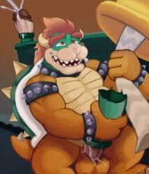 2017 ahe_gao animal_genitalia balls bowser collar flashlight foreskin genital_slit green_scales growth hair humanoid_penis koopa looking_pleasured macro male male_only mario_(series) masturbation nintendo open_mouth orange_scales penis red_hair reptile scales scalie shell simple_background slightly_chubby slit smile solo spectral-bat spiked_armlet spiked_collar spikes super_mario_3d_world teeth tree uncut video_games warp_pipe