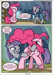 animated anus ass clothing comic cutie_mark dialogue dock duo earth_pony english_text equine female feral friendship_is_magic hair hooves horse horsepussy mammal maud_pie_(mlp) my_little_pony open_mouth pink_hair pinkie_pie_(mlp) pony pussy sitting text whateverbender