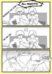 abs after_sex anger_vein angry_vein armpits bakudeku bakugou_katsuki bed bed_sheet bedroom blanket boku_no_hero_academia bones_(company) bones_(studio) cellphone completely_nude curly_hair embarrassed english_text freckles hickey hickey_marks izuku_midoriya katsuki_bakugou midoriya_izuku muscular my_hero_academia nervous nude on_bed pectorals relief ringtone scar scar_on_arm scared scratches sex shounen_jump spiked_hair surprised teen teen_boy teenage teenager teenager_boy vero_gisse waking_up yaoi