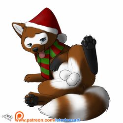 animal_genitalia anus ass balls christmas cute hat holidays letodoesart male male_only mammal mustelid pawpads presenting presenting_anus presenting_hindquarters santa_hat scarf sheath solo spread_legs spreading tongue tongue_out wolverine