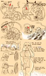 big_breasts big_penis blush boss_monster breasts clothing comic digital_media_(artwork) english_text female fire flower flowey_the_flower frisk frisky_(under(her)tail) huge_cock human looking_at_viewer looking_down male mammal monster peddles penis plant rule_63 text thewill toriel tutori_(under(her)tail) under(her)tail undertale undertale_fanfiction video_games vines