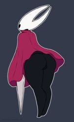 ass black_eyes black_skin clitoris cloak clothed clothing dark-skinned_female dark_skin exposed female hollow_knight hornet_(hollow_knight) melee_weapon nipples partially_clothed purplealacran pussy solo thick_thighs weapon