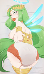 ball_gag bondage diaper gag gagged kid_icarus merunyaa messy_diaper palutena scat soiling