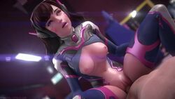 1boy 1girls 3d animated blizzard_entertainment breasts breasts_out cowgirl_position d.va female fpsblyck hanamura_(map) male nipples overwatch penis pussy sex sound tagme vaginal_penetration video