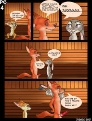 1girls 2boys animal_genitalia animal_penis ass canine canine_penis carrying comic couple_(disambiguation) dialogue disney erection female fennec finnick flat_chest flirting fox furry joswigei judy_hopps knot lagomorph male mammal nick_wilde penis pussy rabbit sauna sheath testicles text veins veiny_knot veiny_penis zootopia