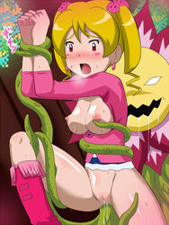 airu_suzaki anal artist_request blonde_hair blossomon bondage boots breast_grab censored creature curvy digimon digimon_xros_wars erect_nipples female forced no_panties penetration pussy rape saliva shiny shiny_skin smile solo_focus sweat tentacle