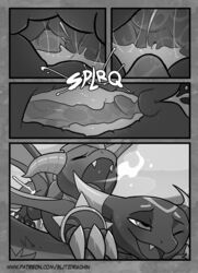 all_fours anus blitzdrachin claws closed_eyes comic cum cumshot cynder dragon ejaculation female feral greyscale horn internal male moan monochrome one_eye_closed open_mouth orgasm orgasm_face patreon penetration penis pussy scalie sex skylanders spyro spyro_the_dragon straight tongue tongue_out vaginal_penetration video_games western_dragon wings