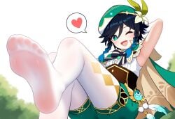 1boy 1femboy boy feet femboy foot_fetish genshin_impact heart heart_symbol stepped_on venti_(genshin_impact)