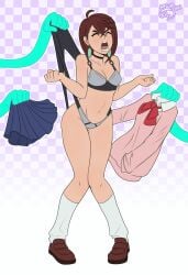 ayase_momo bra closed_eyes dandadan female open_mouth panties wedgie wedgie_fetish wedgied_female wedgienerd wedgies