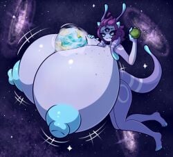 1girls alien alien_girl alien_humanoid astronomical_giantess between_breasts breast_expansion breasts_bigger_than_head breasts_bigger_than_torso furry galactic_breasts giantess growth hyper hyper_breasts m1lky8008 massive_breasts planet_between_breasts short_hair solo_female tagme