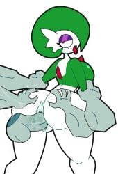 1boy 1girls anus ass ass big_ass big_breasts breasts female from_behind game_freak gardevoir hairyballs3000 half-lidded_eyes looking_back machamp male nintendo pokemon pokemon_(species) sex tongue_out vaginal_penetration