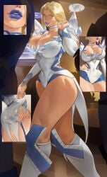 1girls big_breasts blonde blonde_female blonde_hair blonde_hair_female blue_eyes blue_lips bob_cut bodysuit choker cleavage emma_frost hand_on_hip heart_symbol light-skinned_female light_skin lipstick marvel mouth_close-up saigalisk short_hair solo solo_female thick thick_ass thick_lips thighs