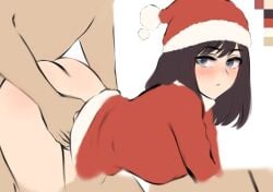 big_ass black_hair blue_eyes christmas_clothing christmas_hat emotionless emotionless_female emotionless_sex fucked_from_behind hands_on_hips kodai_yui my_hero_academia resting_bitch_face short_hair teen teen_girl teenage_girl teenager yui_kodai