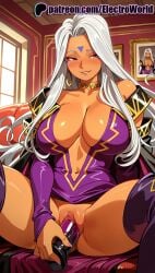 1girls 2025 ai_generated artist_name blush breasts breasts breasts bust chest clitoral_hood dark-skinned_female dark_skin dildo electroworld exposed_pussy female hi_res high_quality high_resolution highres juicy_pussy legs_apart legs_spread long_hair oh_my_goddess! open_legs patreon patreon_username purple_eyes pussy smile solo splayed_legs spread_legs stable_diffusion thighhighs tight_pussy uncensored urd vagina vaginal_penetration watermark
