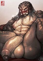 1boy 2025 abs agitype01 alien anthro ass balls belly_button biceps big_ass big_balls big_butt big_penis blush bodily_fluids butt_from_the_front digital_media_(artwork) erection foreskin front_view genitals hair half-erect hi_res humanoid humanoid_genitalia humanoid_penis large_ass large_balls large_penis legs_apart long_hair male muscular muscular_male muscular_thighs naked navel nipples not_furry nude nude_male open_mouth pecs penis predator_(franchise) saliva saliva_string serratus simple_background sitting solo spread_legs stomach sweat sweatdrop sweating sweaty sweaty_balls sweaty_body sweaty_butt sweaty_penis teeth testicles thick_thighs thighs triceps uncircumcised unretracted_foreskin veiny_penis yautja