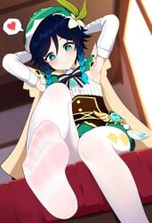 1boy 1femboy ai_generated boy feet femboy foot_fetish genshin_impact heart heart_symbol male stepped_on venti_(genshin_impact)