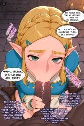 ai_assisted ai_generated blacked_male braided_hair breath_of_the_wild cherrysodalord(twitter) dark-skinned_male elf_ears english_text fellatio hair_ornament looking_at_viewer princess_zelda qos queen_of_spades shy sound_effects speech_bubble thick_eyebrows vacuum_blowjob vacuum_fellatio wariza zelda_(breath_of_the_wild)