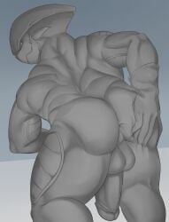 absurd_res alien anus ass balls big_penis clothed clothing erection f-zero genitals gloves gloves_only hand_on_butt handwear handwear_only hi_res humanoid_genitalia humanoid_penis male monochrome mostly_nude nintendo nude penis pico_(f-zero) presenting presenting_anus presenting_hindquarters rear_view shaded smile smirk solo spread_butt spreading yurari_yr
