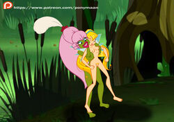 2girls amphibian anthro charmix duo fairy female fight frog humanoid lipstick miss_toad multiple_girls naked nude ponymaan pussy stella_(winx_club) toad winx_club