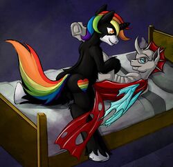 bed changeling cloudburst couple_(disambiguation) equine eyewear glasses horn invalid_tag male mammal my_little_pony rainbow_heart unicorn wings xexus yaoi