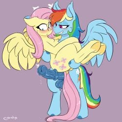 feral fluttershy_(mlp) futa_on_female futanari intersex my_little_pony my_little_pony_friendship_is_magic nervous_face rainbow_dash_(mlp) seductive_look