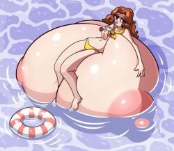 1girls breasts_bigger_than_body breasts_bigger_than_head breasts_bigger_than_torso colossal_breasts floating floating_in_water grabbing_own_breast hyper hyper_breasts immobile lying_on_breasts lying_on_self m1lky8008 majora's_mask malon naked pool sipping solo_female sunglasses tagme too_big_to_move