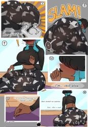 alexandra_lane_(tv_artist23) anon blush buttcrush dark_skinned_female giantess gigantic_ass gigantic_breasts tv_artist23 workout workout_clothes