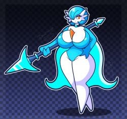 1girls big_breasts big_breasts breasts breasts female female_focus female_only gardevoir generation_3_pokemon hair_over_one_eye hourglass_figure large_boobs large_breasts lolgothitbythesquid looking_at_viewer neutral_expression nintendo pokemon pokemon_(species) pokemon_oc shiny_gardevoir solo solo_female solo_focus thick_thighs thighs weapon