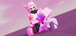 1boy 1femboy 1girls 3d 3d_(artwork) baseplate bigger_female cum cum_bucket cum_drip female male masturbating_other roblox robloxian self_upload shark_femboy shark_girl tagme tonyrr34