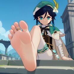 1femboy ai_generated boy feet femboy foot_fetish gay genshin_impact male venti_(genshin_impact)
