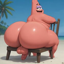 1boy ai_generated anthro ass ass_focus balls ballsack beach big_ass big_ass_(male) blue_sky chair civitai coconut_tree dummy_thicc dumptruck_ass echinoderm enormous_ass fat fat_ass fat_male genitals gigantic_ass huge_ass humanoid humanoid_genitalia humanoid_penis large_ass looking_at_viewer looking_back looking_back_at_viewer male male_only marine massive_ass nickelodeon nude nude_anthro nude_male obese obese_anthro obese_male ocean open_mouth outdoors overweight overweight_anthro overweight_male patrick_star penis pink_body sitting sitting_on_chair smiling smiling_at_viewer solo solo_focus solo_male spongebob_squarepants starfish testicles thick_ass trees