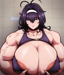 blush hyper_breasts muscular_female nipple_slip putri_aruna roneesan