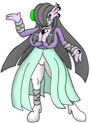 2021 alternate_species big_breasts breasts creatures_(company) creatures_inc. cyberkaku female game_freak gardevoir gray_hair green_eyes grey_hair huge_breasts nintendo original pokemon pokemon_rse purple_body puyo_(cyberkaku) puyo_hebihime solo solo_female white_body yin_yang