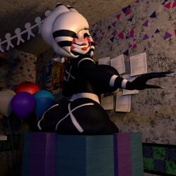 3d big_ass big_breasts buttocks five_nights_at_freddy's five_nights_at_freddy's_2 marie_(cryptia) marionette_(fnaf) mime_girl puppet_(cally3d) puppet_(fnaf) red_lips stuck white_hair