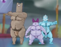 belly big_penis blue_body cartoon_network chowder chowder_(series) gaek genitals hi_res male mung_daal_(chowder) muscular nude overweight overweight_male pecs penis shnitzel