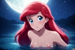 ai_generated anime anime_style ariel ariel_(the_little_mermaid) breasts completely_naked completely_naked_female completely_nude completely_nude_female disney nipples nude nude_female skinny_dipping the_little_mermaid the_little_mermaid_(1989_film) wet wet_body wet_hair wet_skin