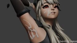 3d arm_up blender cum cum_on_armpit cum_on_face epic_games fortnite fortnite:_battle_royale lexa_(fortnite) looking_at_viewer princess_lexa_(fortnite) sparklylemon watermark