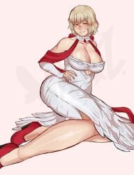 1girls blonde_hair body_fur breasts centauroid chimera claws covered_navel cowboy_shot dragon_tail dungeon_meshi falin_touden falin_touden_(chimera) feathered_wings feathers female hair_between_eyes highres large_breasts looking_at_viewer monster_girl nipples parted_lips short_hair sidelocks signature solo tail taur underboob vennex white_feathers yellow_eyes