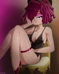 1girls black_dress dress female female_focus female_only light-skinned_female looking_at_viewer p0stalk ragatha_(the_amazing_digital_circus) red_hair the_amazing_digital_circus