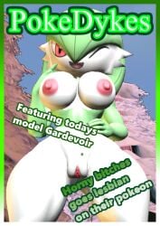 1girl 1girls 3d areola boobs breasts cute detrun female furaffinity_link furaffinity_username gardevoir happy looking_at_viewer magazine magazine_cover nintendo nipples outdoors pink_areola pink_nipples pokemon porn_cover pussy solo solo_female source_filmmaker source_filmmaker_(artwork) text white_skin winking winking_at_viewer yuri
