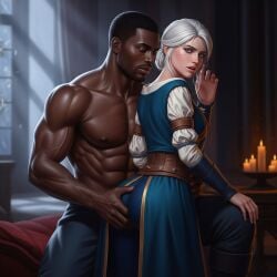 ai_generated ciri dark-skinned_male squeezing the_witcher_3:_wild_hunt