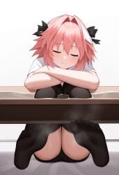 1femboy astolfo_(fate) boy fate/grand_order fate_(series) feet femboy foot_fetish gay steam steamy thigh_highs thighhighs