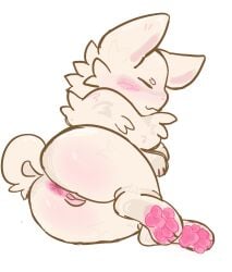 1girls anus_peek artist_request ass_focus feral gubby gubby_(roblox) gubby_(species) paws pussy rabbit roblox source_request tagme