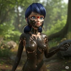 ai_generated completely_naked completely_nude dirty dirty_girl female female_only marinette_dupain-cheng miraculous_ladybug mud mud_bath muddy nai_diffusion naked nude solo stable_diffusion tagme
