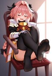 1femboy astolfo_(fate) boy fate/grand_order fate_(series) feet femboy foot_fetish gay sleeping steam steamy thigh_highs thighhighs